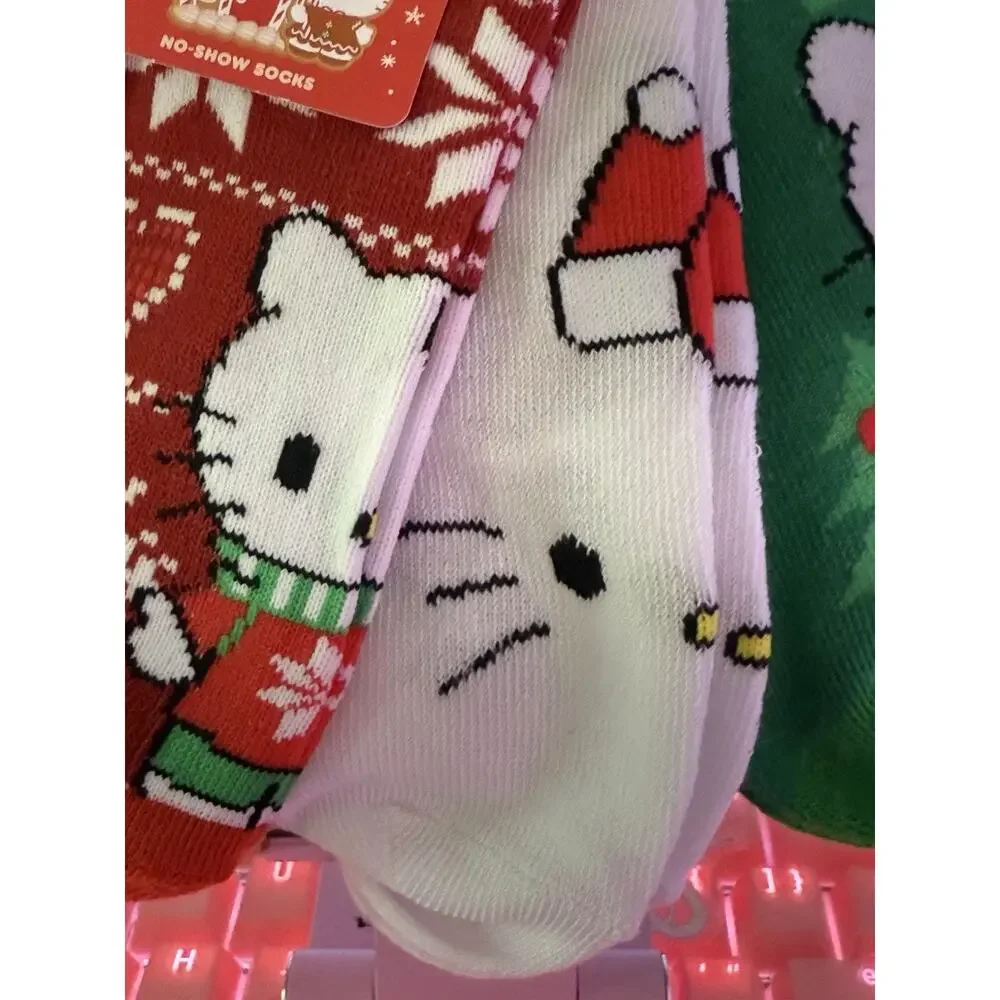 Hello Kitty Women's Christmas Holiday No Show Socks 3 Pack Pair 2024 Sanrio